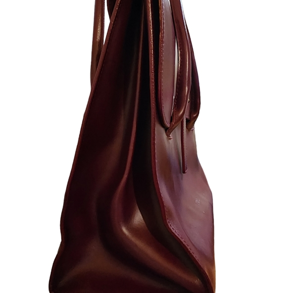 FURLA Made in Italy/Dark Burgundy Large Patent Leather Shoulder Bag Tote - Picture 9 of 12